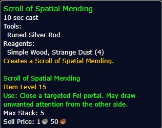 wow sod phase 3 Scroll of Spatial Mending